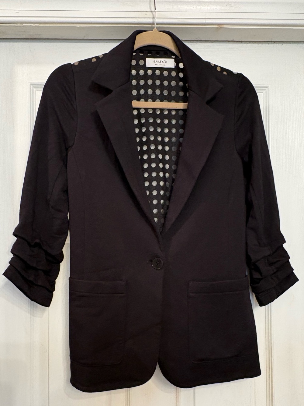 Bailey 44 Black Ruched Sleeve Blazer Jacket Women’s Small